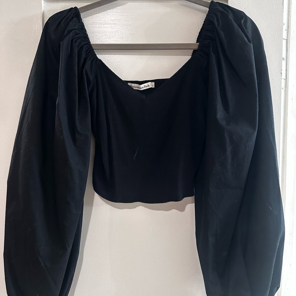 Abercrombie & Fitch Black Puff Sleeve Blouse
